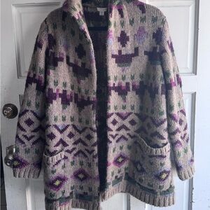 J. Jill Multicolor Knit Cardigan in Beige, Green & Pink SP